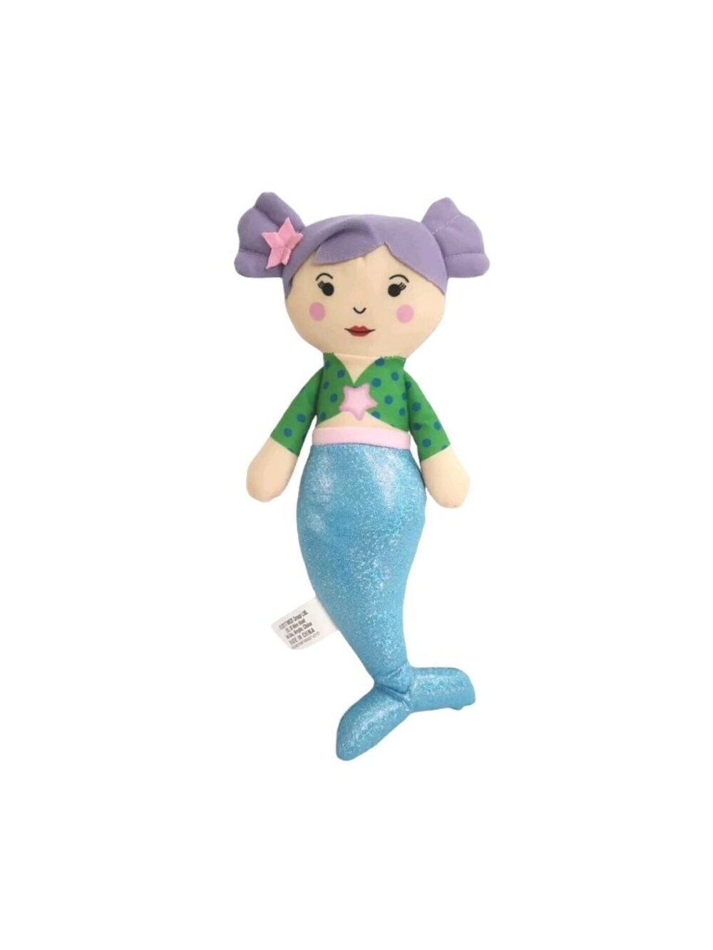 MGS Mermaid Girl Plush Fabric Doll Stuffed Toy 2017 Sewn Eyes Purple Hair 13"